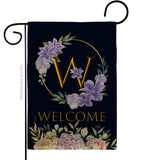 Welcome W Initial - Floral Spring Vertical Impressions Decorative Flags HG130257 Made In USA