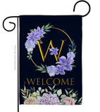 Welcome W Initial - Floral Spring Vertical Impressions Decorative Flags HG130257 Made In USA