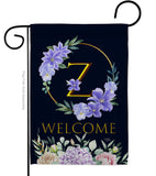 Welcome Z Initial - Floral Spring Vertical Impressions Decorative Flags HG130260 Made In USA