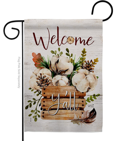 Cotton Bouquet Y'all - Floral Spring Vertical Impressions Decorative Flags HG137504 Made In USA