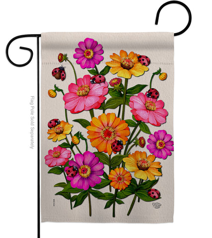Ladybug Bouquet - Floral Garden Friends Vertical Impressions Decorative Flags HG190163 Made In USA