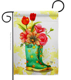 Spring Boots - Floral Spring Vertical Impressions Decorative Flags HG192649 Made In USA