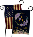 Welcome A Initial - Floral Spring Vertical Impressions Decorative Flags HG130235 Made In USA