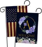 Welcome A Initial - Floral Spring Vertical Impressions Decorative Flags HG130235 Made In USA