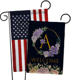 Welcome A Initial - Floral Spring Vertical Impressions Decorative Flags HG130235 Made In USA