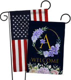 Welcome A Initial - Floral Spring Vertical Impressions Decorative Flags HG130235 Made In USA