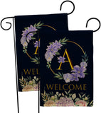 Welcome A Initial - Floral Spring Vertical Impressions Decorative Flags HG130235 Made In USA