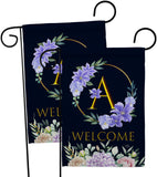 Welcome A Initial - Floral Spring Vertical Impressions Decorative Flags HG130235 Made In USA