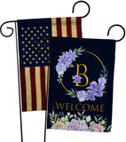 Welcome B Initial - Floral Spring Vertical Impressions Decorative Flags HG130236 Made In USA