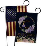 Welcome C Initial - Floral Spring Vertical Impressions Decorative Flags HG130237 Made In USA