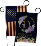 Welcome D Initial - Floral Spring Vertical Impressions Decorative Flags HG130238 Made In USA