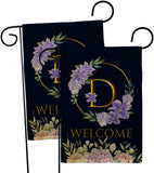 Welcome D Initial - Floral Spring Vertical Impressions Decorative Flags HG130238 Made In USA