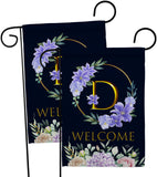 Welcome D Initial - Floral Spring Vertical Impressions Decorative Flags HG130238 Made In USA