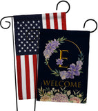 Welcome E Initial - Floral Spring Vertical Impressions Decorative Flags HG130239 Made In USA