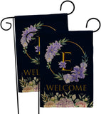 Welcome E Initial - Floral Spring Vertical Impressions Decorative Flags HG130239 Made In USA