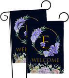 Welcome E Initial - Floral Spring Vertical Impressions Decorative Flags HG130239 Made In USA
