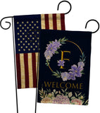 Welcome F Initial - Floral Spring Vertical Impressions Decorative Flags HG130240 Made In USA