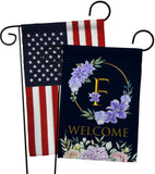 Welcome F Initial - Floral Spring Vertical Impressions Decorative Flags HG130240 Made In USA