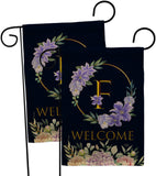 Welcome F Initial - Floral Spring Vertical Impressions Decorative Flags HG130240 Made In USA