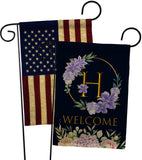 Welcome H Initial - Floral Spring Vertical Impressions Decorative Flags HG130242 Made In USA