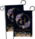 Welcome H Initial - Floral Spring Vertical Impressions Decorative Flags HG130242 Made In USA