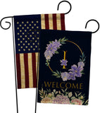 Welcome I Initial - Floral Spring Vertical Impressions Decorative Flags HG130243 Made In USA