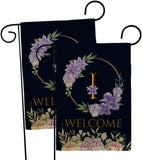 Welcome I Initial - Floral Spring Vertical Impressions Decorative Flags HG130243 Made In USA