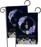 Welcome I Initial - Floral Spring Vertical Impressions Decorative Flags HG130243 Made In USA