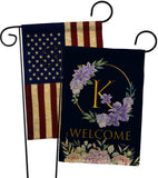 Welcome K Initial - Floral Spring Vertical Impressions Decorative Flags HG130245 Made In USA