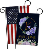 Welcome K Initial - Floral Spring Vertical Impressions Decorative Flags HG130245 Made In USA