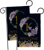 Welcome K Initial - Floral Spring Vertical Impressions Decorative Flags HG130245 Made In USA