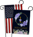 Welcome L Initial - Floral Spring Vertical Impressions Decorative Flags HG130246 Made In USA