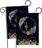 Welcome L Initial - Floral Spring Vertical Impressions Decorative Flags HG130246 Made In USA