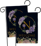 Welcome N Initial - Floral Spring Vertical Impressions Decorative Flags HG130248 Made In USA