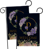 Welcome P Initial - Floral Spring Vertical Impressions Decorative Flags HG130250 Made In USA