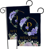 Welcome P Initial - Floral Spring Vertical Impressions Decorative Flags HG130250 Made In USA