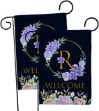 Welcome R Initial - Floral Spring Vertical Impressions Decorative Flags HG130252 Made In USA