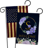 Welcome S Initial - Floral Spring Vertical Impressions Decorative Flags HG130253 Made In USA