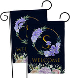 Welcome S Initial - Floral Spring Vertical Impressions Decorative Flags HG130253 Made In USA