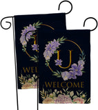 Welcome U Initial - Floral Spring Vertical Impressions Decorative Flags HG130255 Made In USA