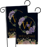 Welcome W Initial - Floral Spring Vertical Impressions Decorative Flags HG130257 Made In USA