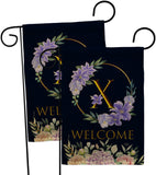 Welcome X Initial - Floral Spring Vertical Impressions Decorative Flags HG130258 Made In USA