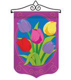 Tulips - Floral Spring Vertical Applique Decorative Flags HG104043