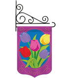 Tulips - Floral Spring Vertical Applique Decorative Flags HG104043