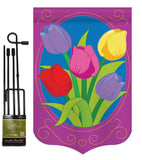 Tulips - Floral Spring Vertical Applique Decorative Flags HG104043