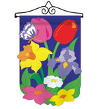 Floral Mix - Floral Spring Vertical Applique Decorative Flags HG104055