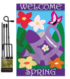 Welcome Spring Garden - Floral Spring Vertical Applique Decorative Flags HG104058