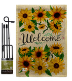 Welcome Sunflowers Bouquet - Floral Spring Vertical Impressions Decorative Flags HG104091 Made In USA