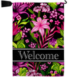 Purple Welcome Floral - Floral Garden Friends Vertical Impressions Decorative Flags HG120013 Made In USA