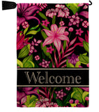 Purple Welcome Floral - Floral Garden Friends Vertical Impressions Decorative Flags HG120013 Made In USA